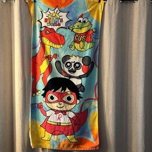 Ryan’s World Beach Towels. Pre-owned. 100% Cotton. 28” x 58”. 2 Available.